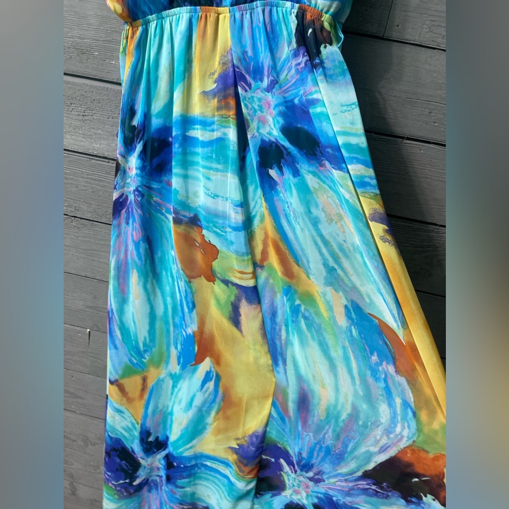 Bisou Bisou Michele Bohbot Watercolor Jewelrd Maxi Dress 4 Spring Summer Party - Picture 14 of 16
